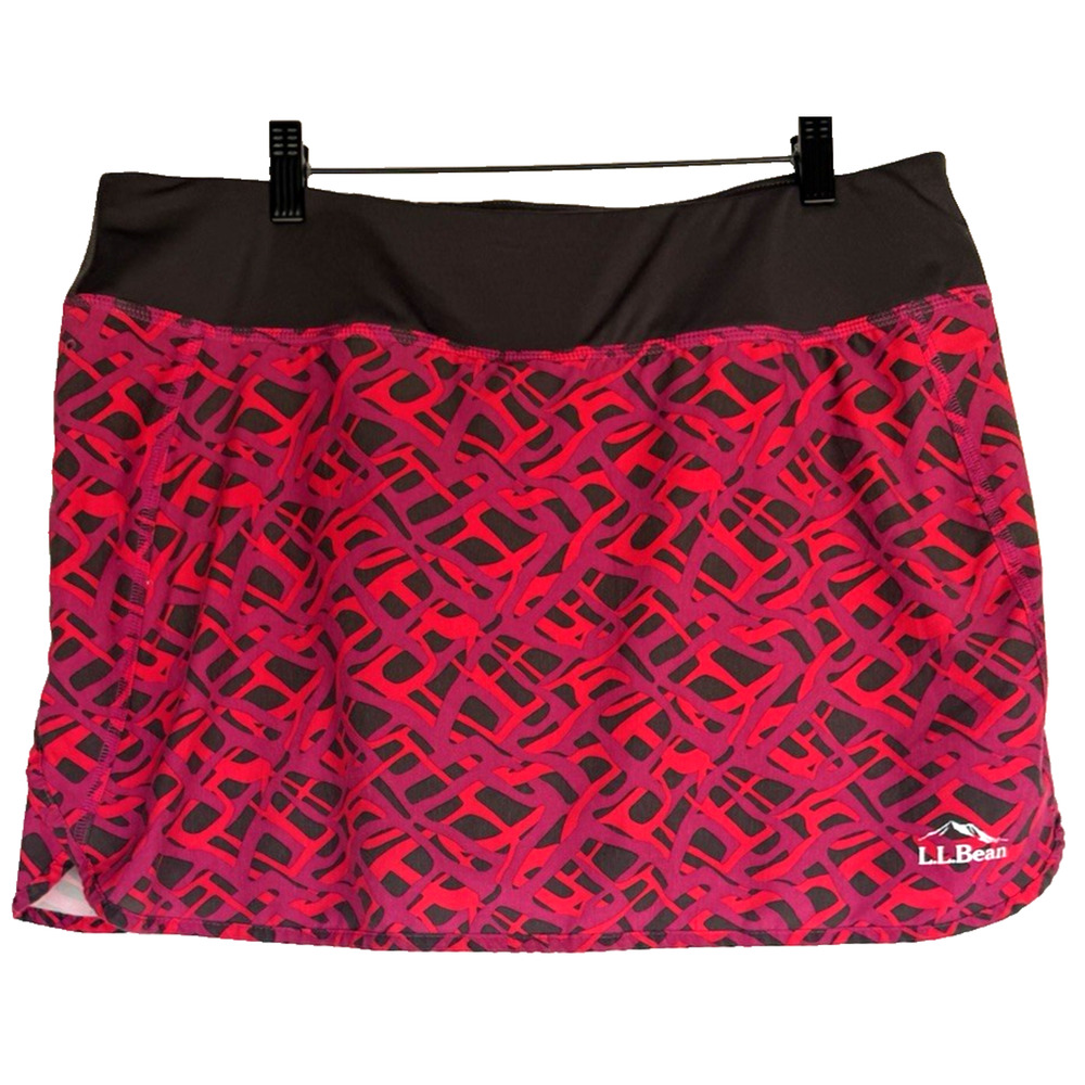 LL Bean Womens Athletic UPF Tenniscore Skort Size L Geometric Golf Hiking Outdoo